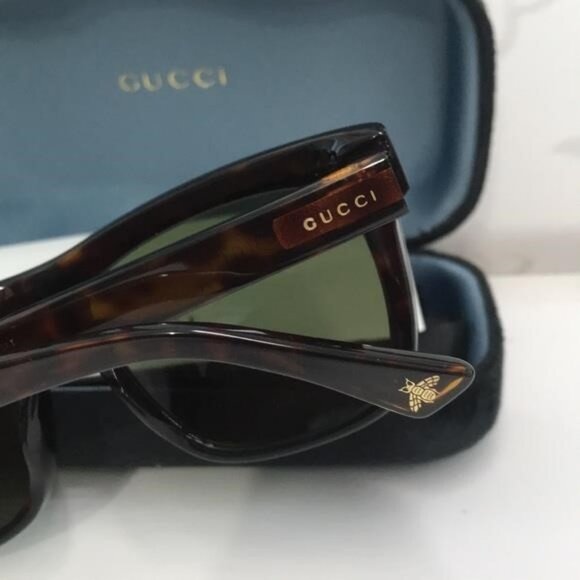 Authentic ✨ Brand New Gucci GG0158SN 002 Square Sunglasses – Tortoise Frame with - Picture 10 of 11